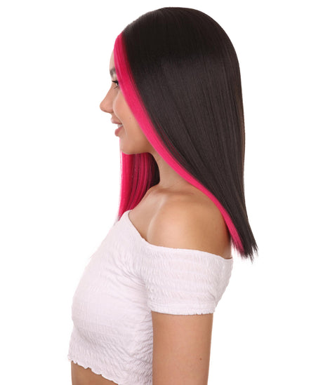 Adult Women's 18" Inch Long Length Straight 4x4 Lace Front Red Highlights Natural Hairline Beauty Wig, 100% Heat Resistant Fibers, Perfect for your Everyday Wear and Styling to your Expectations! -   Wig, Straight | NU