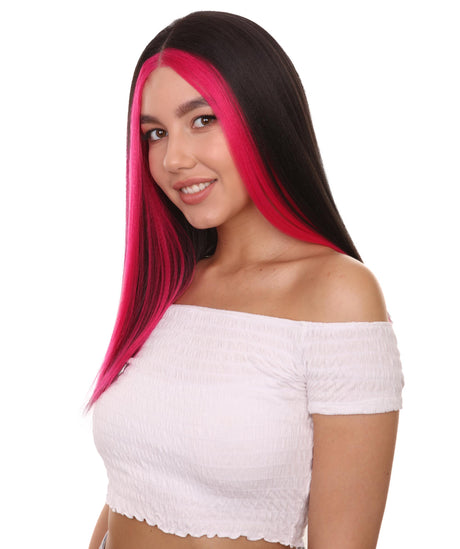 Adult Women's 18" Inch Long Length Straight 4x4 Lace Front Red Highlights Natural Hairline Beauty Wig, 100% Heat Resistant Fibers, Perfect for your Everyday Wear and Styling to your Expectations! -   Wig, Straight | NU
