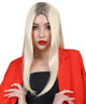 Ivana Long Platinum Blonde Center Part with Dark Roots - Halloween Wigs | HPO