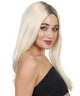 Ivana Long Platinum Blonde Center Part with Dark Roots - Halloween Wigs | HPO