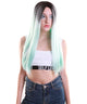 Women TV Movie Character Wig | Black and Light Blue two tone Color Wig - Halloween Wigs | HPO