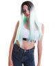 Women TV Movie Character Wig | Black and Light Blue two tone Color Wig - Halloween Wigs | HPO