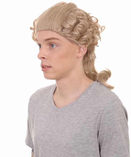 18th Century Colonial Peruke Gentleman's Powdered Curly Wig - Halloween Wigs | HPO