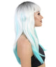 Aqua Long Straight Wig with Dark Roots and Bangs - Adult Fashion Wigs | HPO