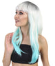 Aqua Long Straight Wig with Dark Roots and Bangs - Adult Fashion Wigs | HPO