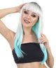 Aqua Long Straight Wig with Dark Roots and Bangs - Adult Fashion Wigs | HPO