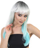 Aqua Long Straight Wig with Dark Roots and Bangs - Adult Fashion Wigs | HPO