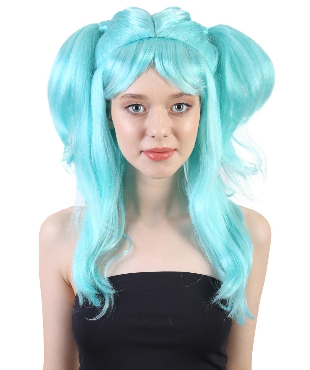 Blue wig hotsell with pigtails