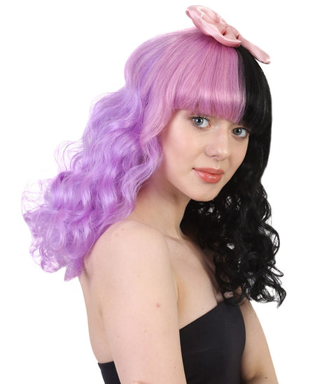 Women's Two Tone Pin Up Style Wig with Pastel Bow - Adult Fashion Wigs | HPO