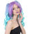 Women's High Half Up Rave Pigtails with Multicolor Loose Curls - Adult Halloween Wigs | HPO