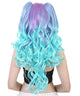 Women's High Half Up Rave Pigtails with Multicolor Loose Curls - Adult Halloween Wigs | HPO