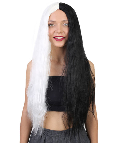 Women's Extra Long Two Tone Center Part Wig with Natural Texture - Adult Halloween Wigs | HPO