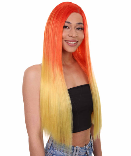Adult Women's 23" In. American Singer and Rapper Inspired Wig - Long Length Tropical Gradient Hair - Lace Front Heat Resistant Fibers