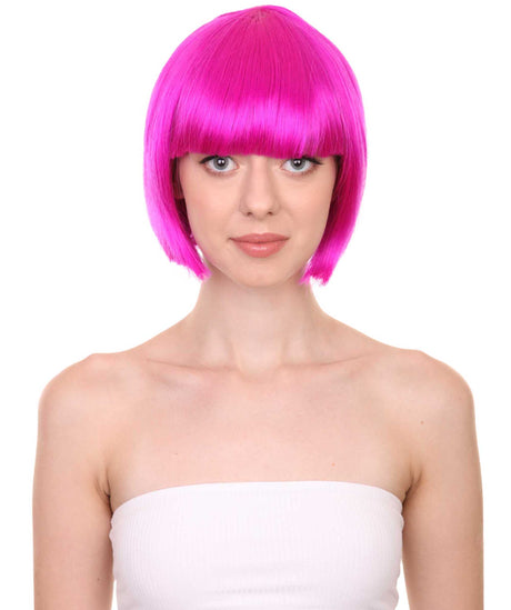 Neon Fuchsia Bob Wig | Short Fancy Cosplay Halloween Wig | HPO