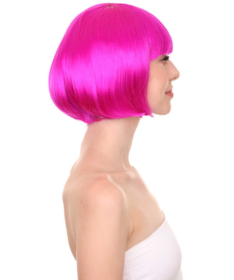 Neon Fuchsia Bob Wig | Short Fancy Cosplay Halloween Wig | HPO