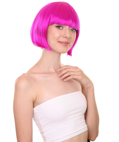 Neon Fuchsia Bob Wig | Short Fancy Cosplay Halloween Wig | HPO