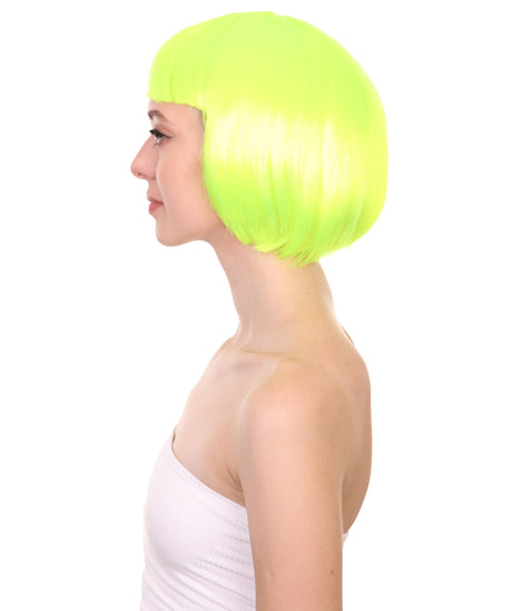 Short Bob Neon Green Wig | Party Ready Fancy Cosplay Halloween Wig | HPO