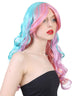 Women's Long Bouncy Multicolor Rave Curls with Bangs - Adult Halloween Wigs | HPO