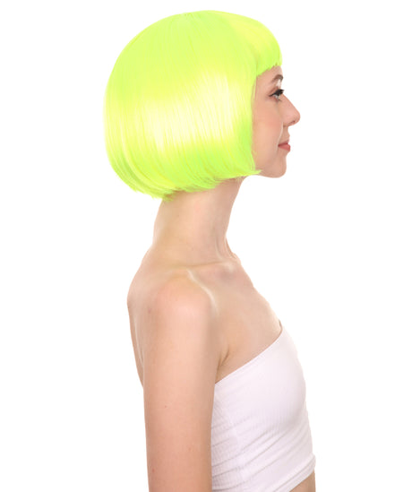 Short Bob Neon Green Wig | Party Ready Fancy Cosplay Halloween Wig | HPO
