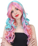 Women's Long Bouncy Multicolor Rave Curls with Bangs - Adult Halloween Wigs | HPO