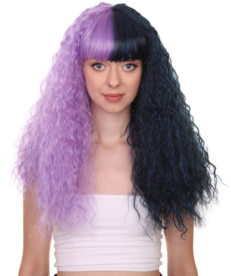 Melanie Long Wig | Wavy Purple & Black Wig | HPO