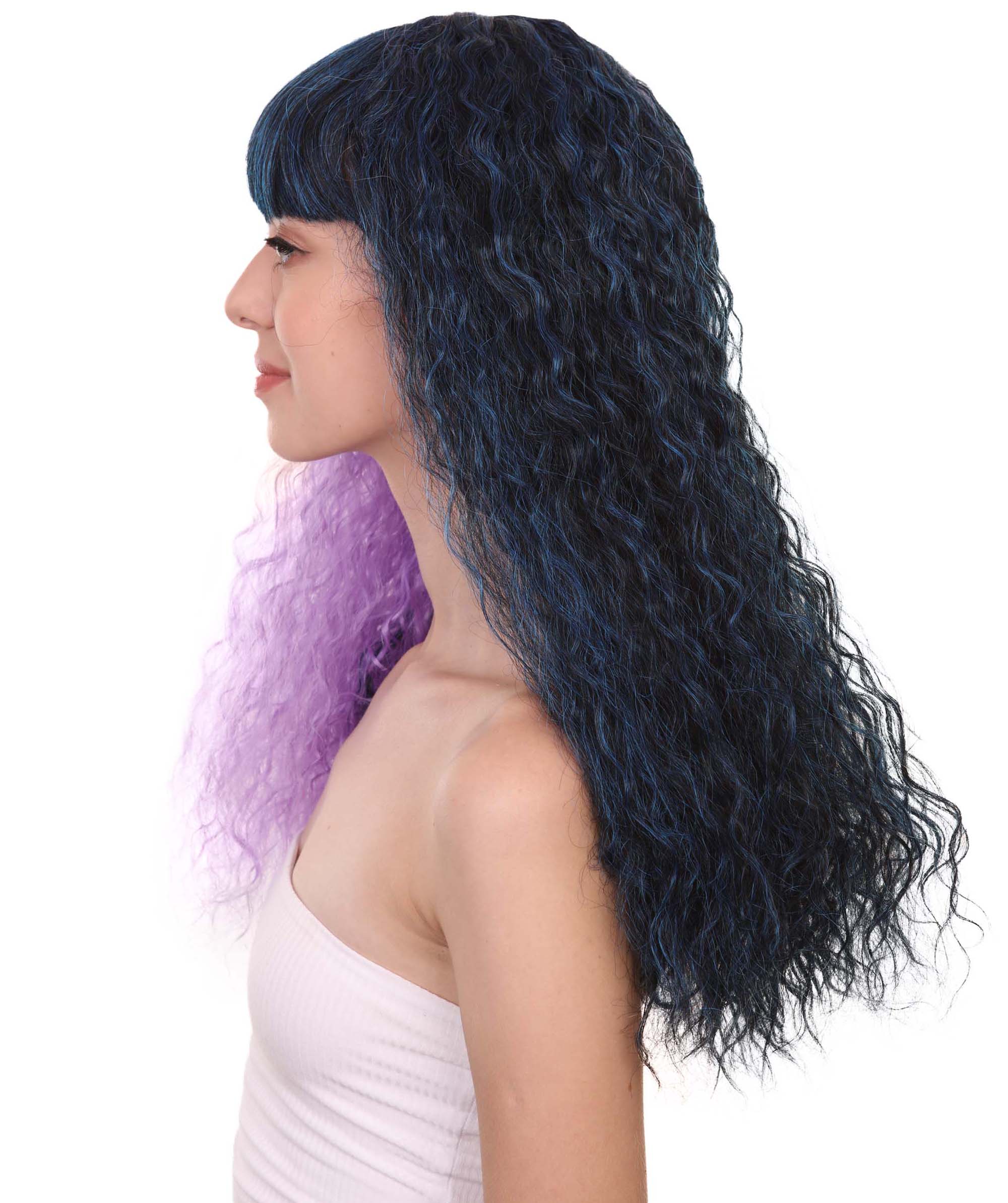 black and purple curly hair