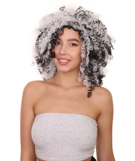 Black and White Curly Wig