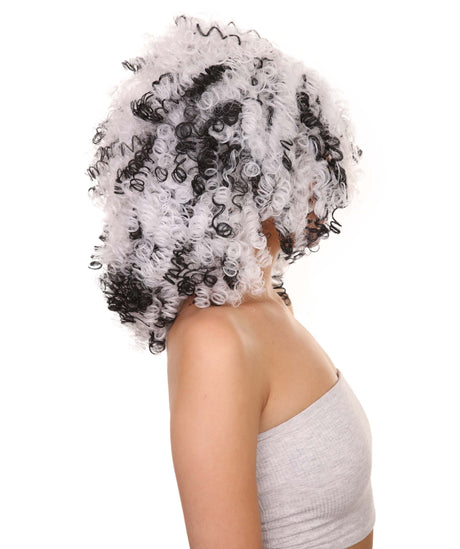 Black and White Curly Wig