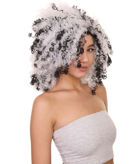Black and White Curly Wig