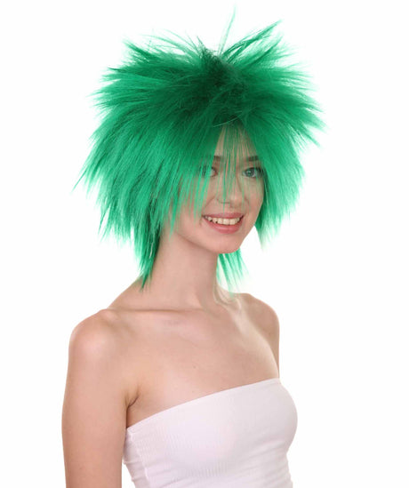 Funky Punk Dark Green Wig | Character Cosplay Halloween Wig | HPO