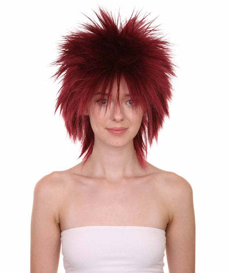 Funky Punk Burgundy Wig | Character Cosplay Halloween Wig | HPO