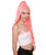 Nunique Adult Women's 31" In. Pop Dance Electronic Wig - Extra Long Length Electric Pink Hair With Updo Pony Tail