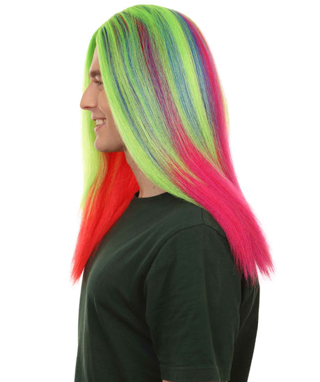 Long Length Rainbow Rapper Lace Front T-Part Wig, 21" Inch Multi Color Hair -   ,  | NU