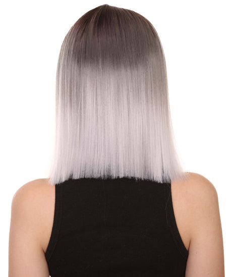 Sloan Adult Women's 12" Inch Medium Length Straight 4x4 Lace Front Natural Grey Ombre Hairline Icon Beauty Wig, 100% Heat Resistant Fibers, Perfect for your Everyday Wear and Styling to your Expectations! -   Wig,  | NU