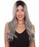 Adult Women's 25" Inch Long Length Straight 360 Lace Front Natural Black Grey Ombre Hairline Beauty Wig, 100% Heat Resistant Fibers, Perfect for your Everyday Wear and Styling to your Expectations! -   Wig,  | NU