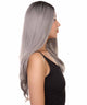 Adult Women's 25" Inch Long Length Straight 360 Lace Front Natural Black Grey Ombre Hairline Beauty Wig, 100% Heat Resistant Fibers, Perfect for your Everyday Wear and Styling to your Expectations! -   Wig,  | NU