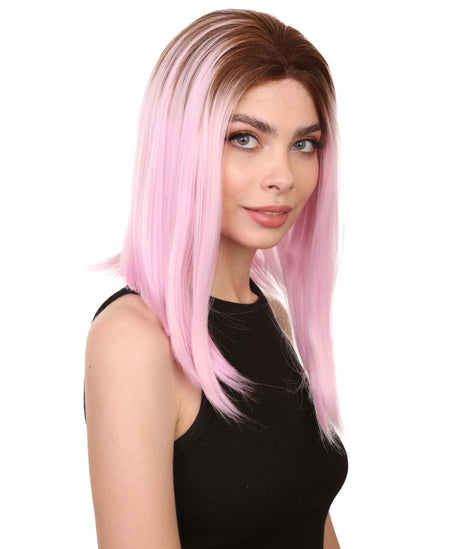 Erin Women's Shoulder Length Lace Front Straight with Dark Roots - Adults Fashion Wigs | Nunique