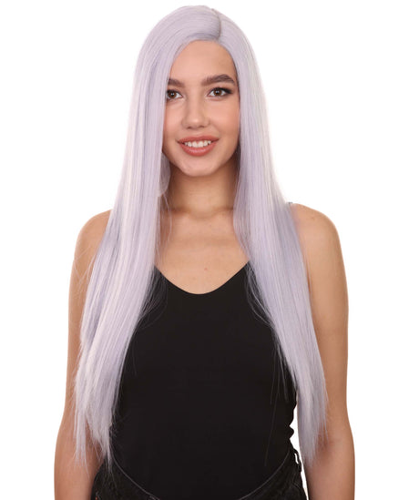 Adult Women's 29" Inch Long Length Straight 360 Lace Front Natural Platinum Silver Hairline Beauty Wig, 100% Heat Resistant Fibers, Perfect for your Everyday Wear and Styling to your Expectations! -   ,  | NU