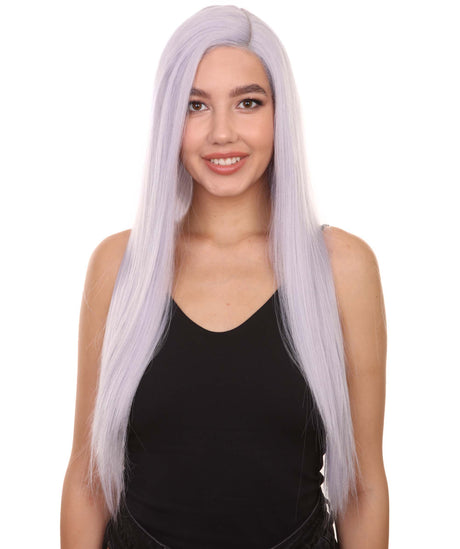 Adult Women's 29" Inch Long Length Straight 360 Lace Front Natural Platinum Silver Hairline Beauty Wig, 100% Heat Resistant Fibers, Perfect for your Everyday Wear and Styling to your Expectations! -   ,  | NU