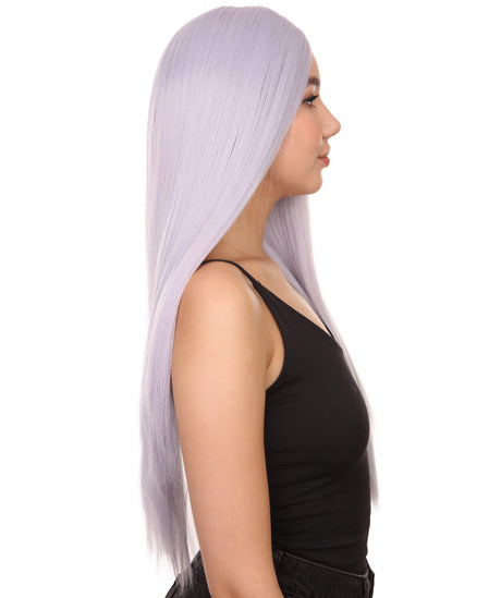 Adult Women's 29" Inch Long Length Straight 360 Lace Front Natural Platinum Silver Hairline Beauty Wig, 100% Heat Resistant Fibers, Perfect for your Everyday Wear and Styling to your Expectations! -   ,  | NU