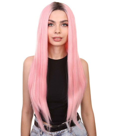 Camila Women's Long Length Lace Front Straight With Dark Roots - Adults Fashion Wigs | Nunique