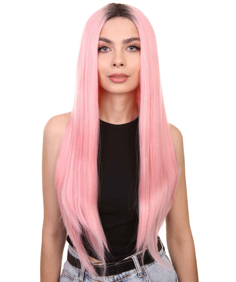Camila Women's Long Length Lace Front Straight With Dark Roots - Adults Fashion Wigs | Nunique