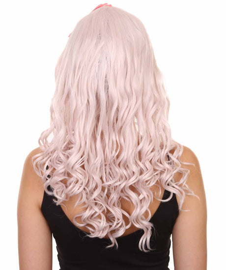 Women's 19" Wavy Soft Pink Lace Wig with Bangs - Women's Lace Wig with Bow | Nunique