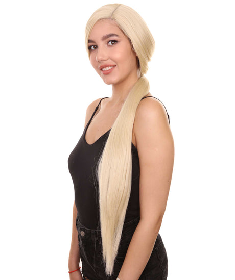 Hailey Women's Extra Long Length Lace Front Straight Hair With Bangs - Adult Fashion Wigs | Nunique