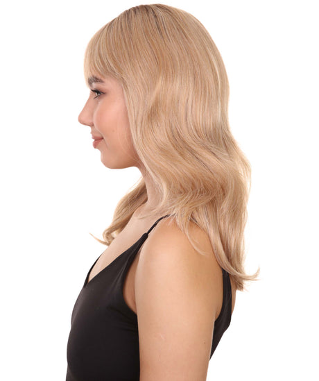 Adult Women's 19" Inch Long Length Wavy Side Back Lace Natural Blonde Hairline Icon Beauty Wig, 100% Heat Resistant Fibers, Perfect for your Everyday Wear and Styling to your Expectations! -   Wigs,  | NU