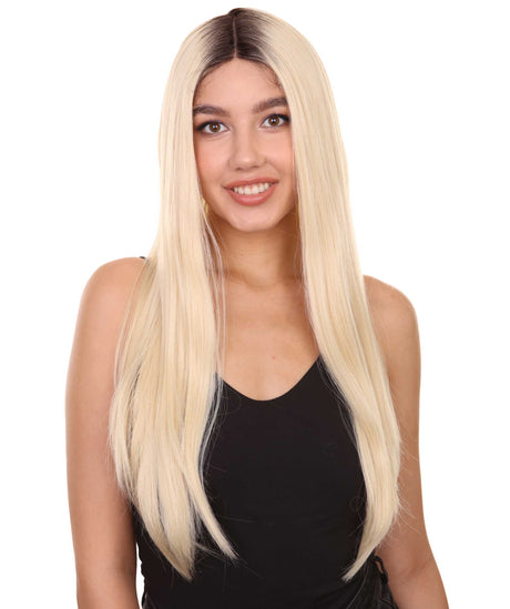 Jackie Women's Long Length Lace Front Straight With Dark Roots - Adults Fashion Wigs | Nunique