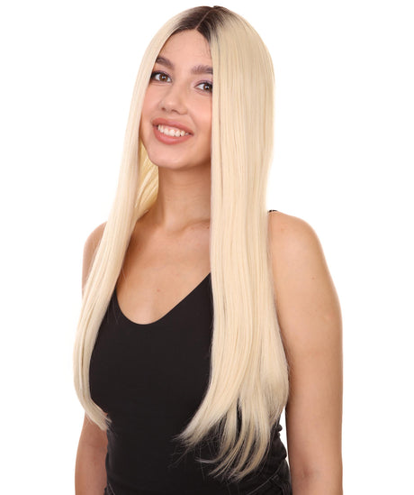 Jackie Women's Long Length Lace Front Straight With Dark Roots - Adults Fashion Wigs | Nunique