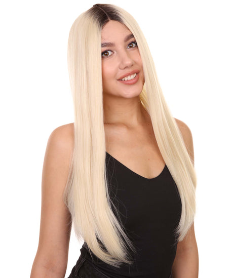 Jackie Women's Long Length Lace Front Straight With Dark Roots - Adults Fashion Wigs | Nunique