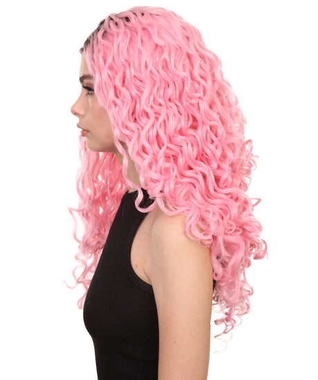 Xena Women's Long Length Lace Front Curly With Dark Roots - Adults Fashion Wigs | Nunique