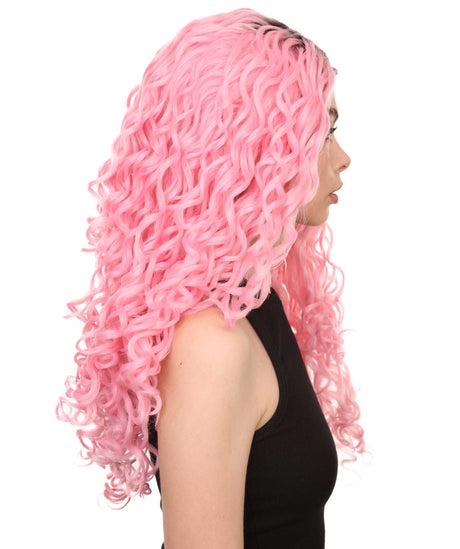 Xena Women's Long Length Lace Front Curly With Dark Roots - Adults Fashion Wigs | Nunique